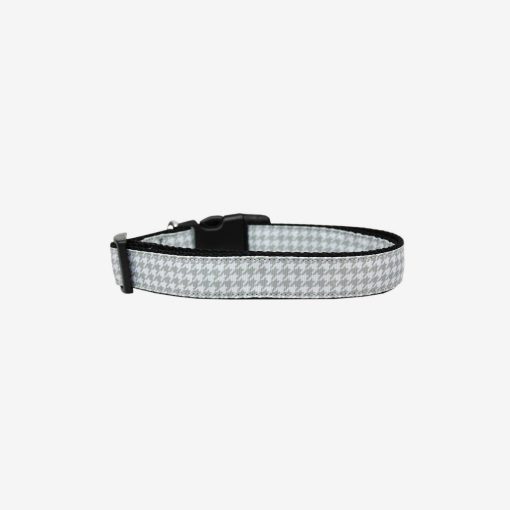 Grey Houndstooth Nylon Ribbon Collar 1 » Pets Impress
