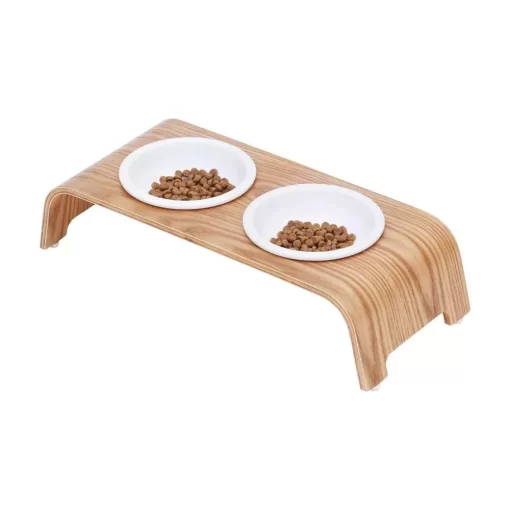 Small Elevated Pet Feeder with Ceramic Bowls 9 » Pets Impress