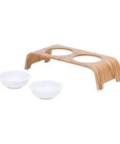 Small Elevated Pet Feeder with Ceramic Bowls 19 » Pets Impress