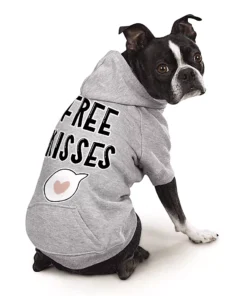 Free Kisses Dog Hoodie with Pocket - Word Print Dog Coat - Minimalist Dog Clothing 21 » Pets Impress