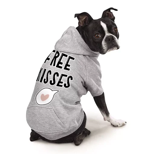 Free Kisses Dog Hoodie with Pocket - Word Print Dog Coat - Minimalist Dog Clothing 7 » Pets Impress