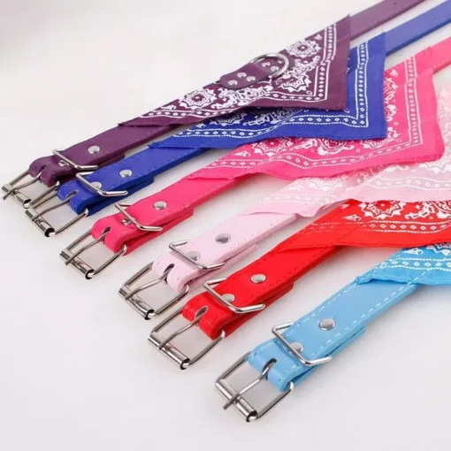 Adjustable PU Leather Pet Bandana Collar with Paisley Pattern for Dogs and Cats 11 » Pets Impress