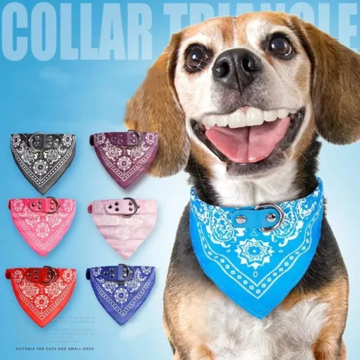 Adjustable PU Leather Pet Bandana Collar with Paisley Pattern for Dogs and Cats 9 » Pets Impress