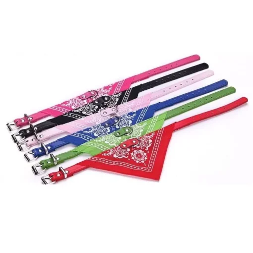 Adjustable PU Leather Pet Bandana Collar with Paisley Pattern for Dogs and Cats 1 » Pets Impress