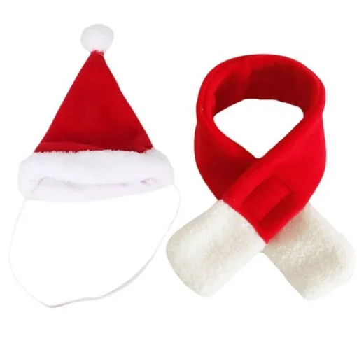 Velvet Christmas Santa Hat & Scarf Set for Pets 1 » Pets Impress