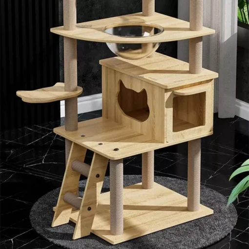 Luxury 5-Tier Wooden Cat Tower 11 » Pets Impress