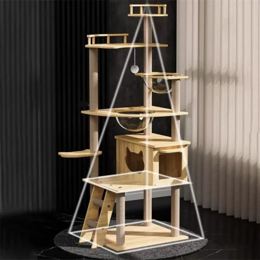 Luxury 5-Tier Wooden Cat Tower 3 » Pets Impress