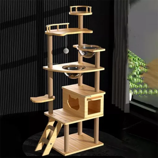 Luxury 5-Tier Wooden Cat Tower 1 » Pets Impress